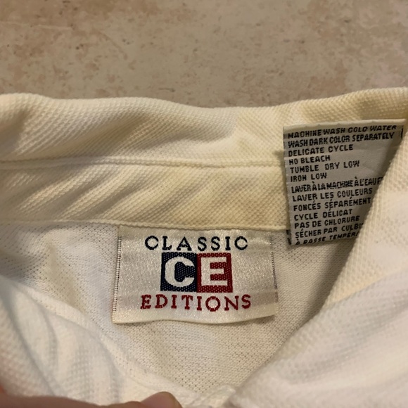 💜 Vintage 90s Y2K CLASSIC EDITIONS White Polo Shirt S/P - Picture 3 of 8